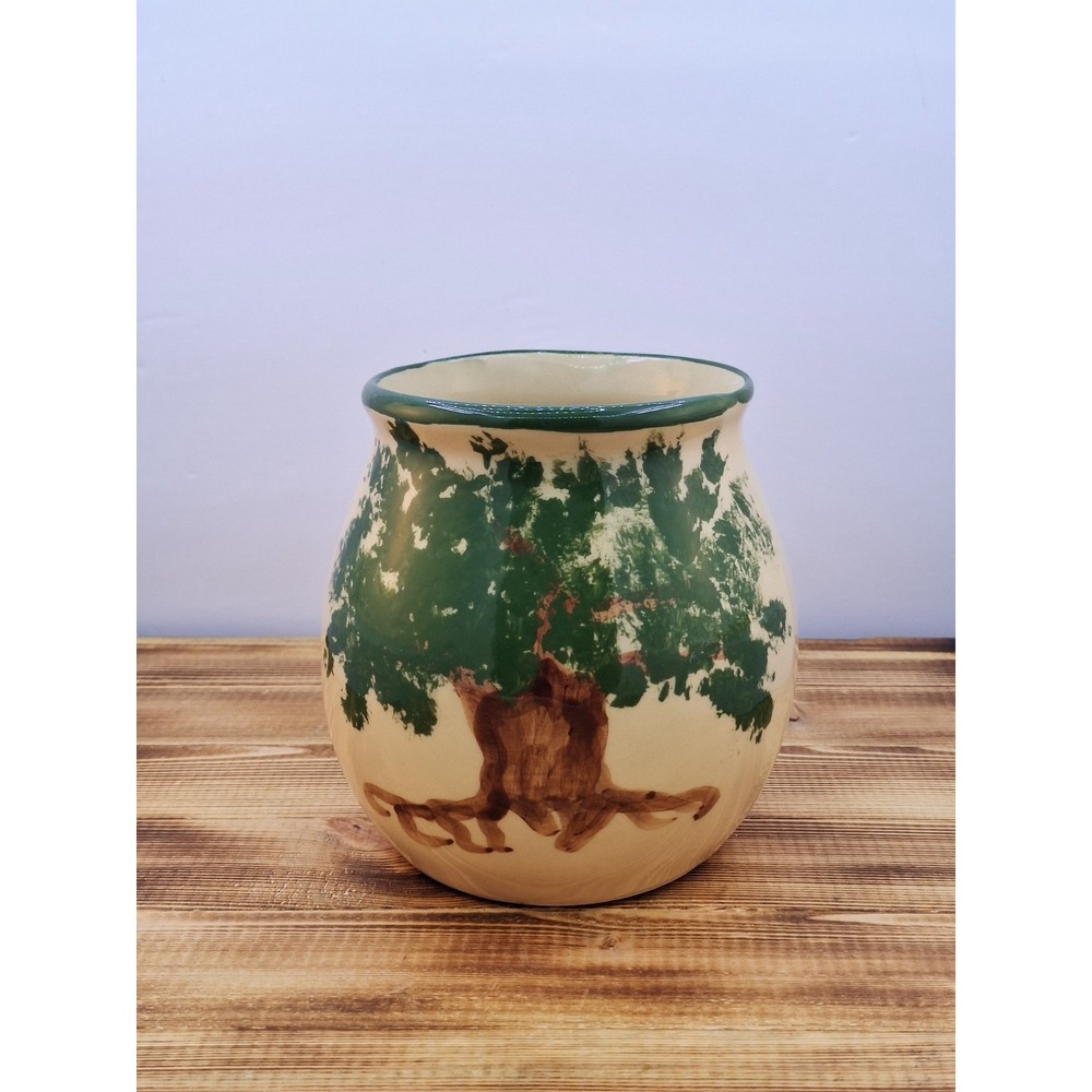 VTG. 1997 Alpine Pottery, Roseville Ohio Apple Tree crock‎ Vase #437 6x4"